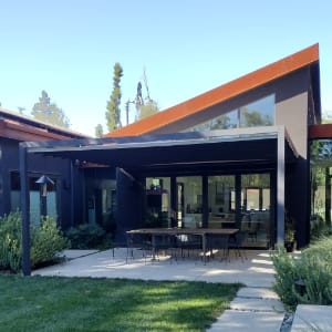 freestanding pergola, residential backyard